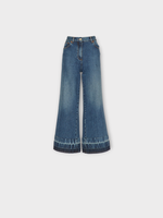 Valentino Valentino Jeans, Blue, Cotton Denim Wide Leg Cropped Trousers In Medium Blue