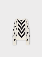 Valentino Valentino Knitwear, Multi, Wool Crew Neck Oversized Pattern Knitwear In White & Black
