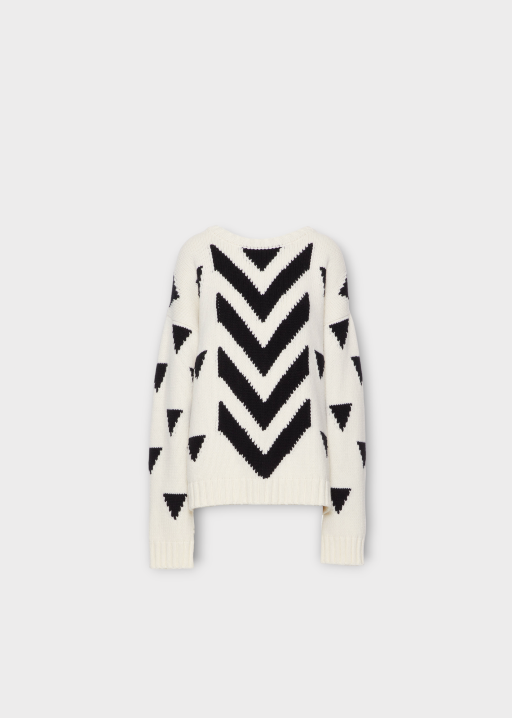 Valentino Valentino Knitwear, Multi, Wool Crew Neck Oversized Pattern Knitwear In White & Black