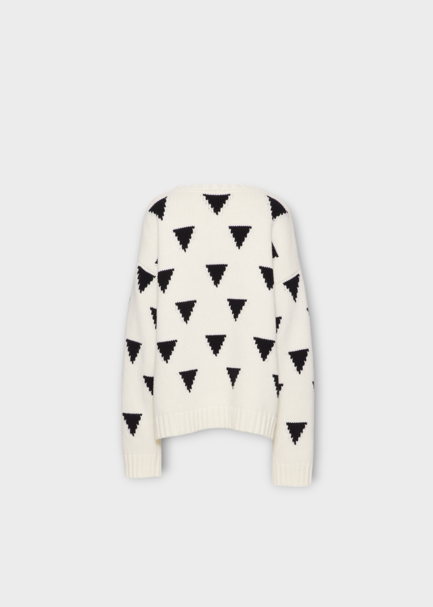 Valentino Valentino Knitwear, Multi, Wool Crew Neck Oversized Pattern Knitwear In White & Black