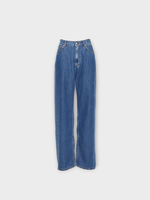 Valentino Valentino Jeans, Blue, Cotton Denim Relaxed Fit Trousers In Medium Blue