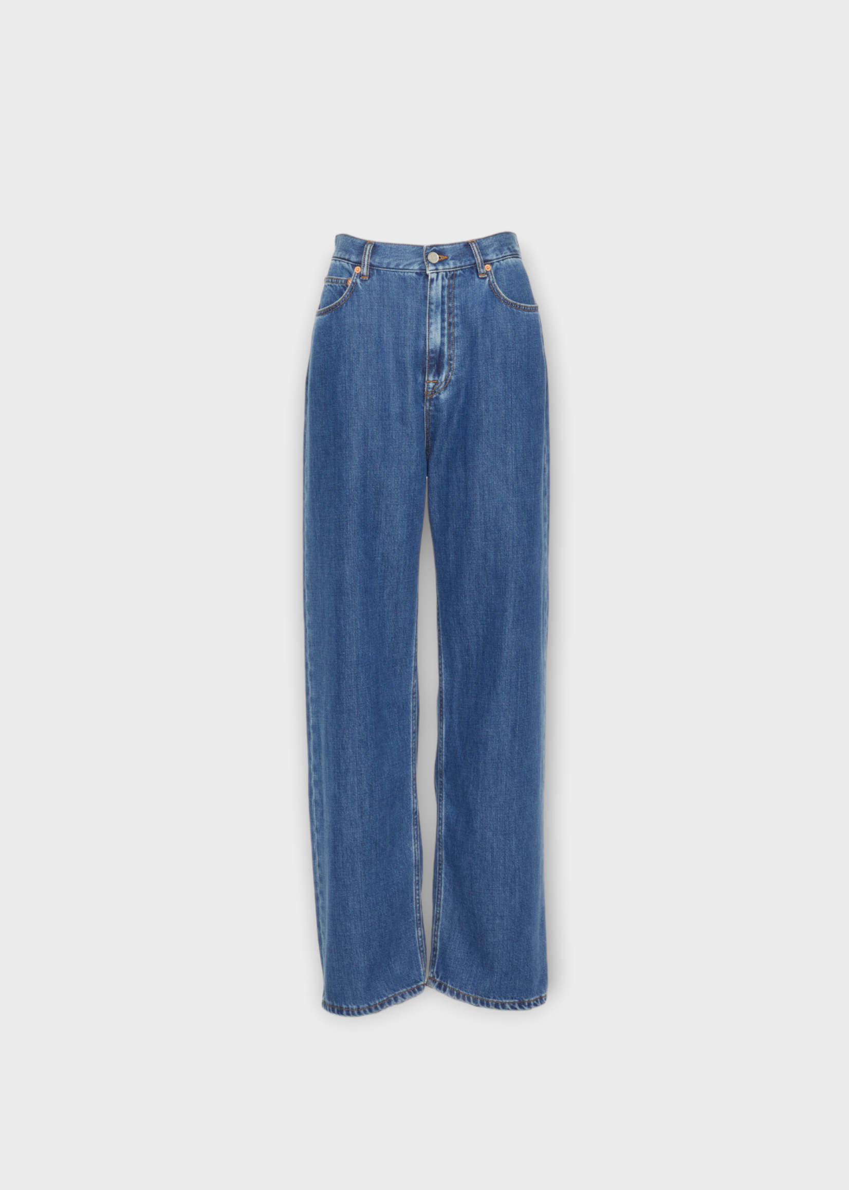 Valentino Valentino Jeans, Blue, Cotton Denim Relaxed Fit Trousers In Medium Blue
