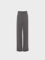 Valentino Valentino Trousers, Grey, Virgin Wool Solid Active Wide Leg Pants w/ Pleats