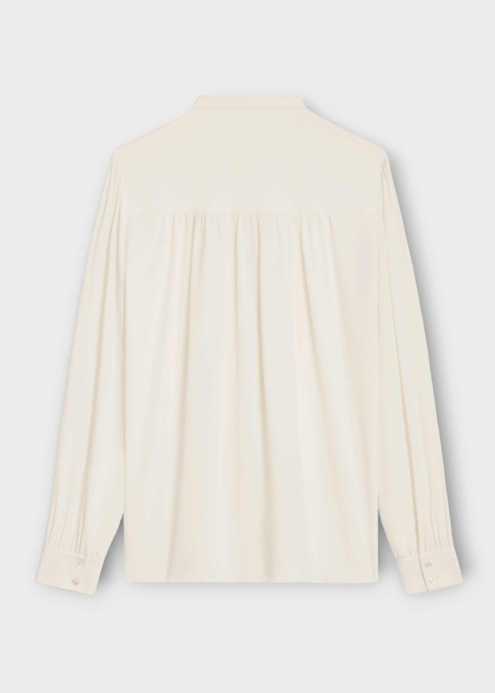 Celine Celine Shirt, White, Silk High Neck Bow Tie Blouse In Ivory