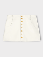 Celine Celine Skirt, White, Cotton Trapeze Twill Button Up Mini Skirt In Off White