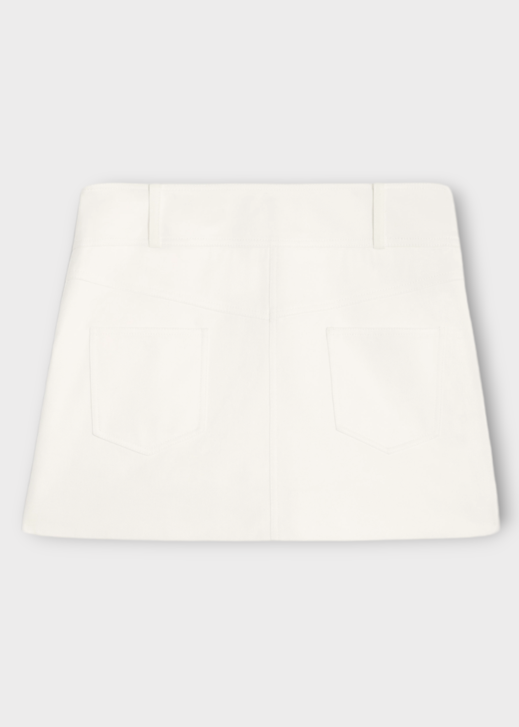 Celine Celine Skirt, White, Cotton Trapeze Twill Button Up Mini Skirt In Off White