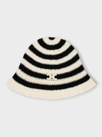 Celine Celine Hat, Multi, Cotton Crochet Triomphe Bob Beanie In Black & Ecru