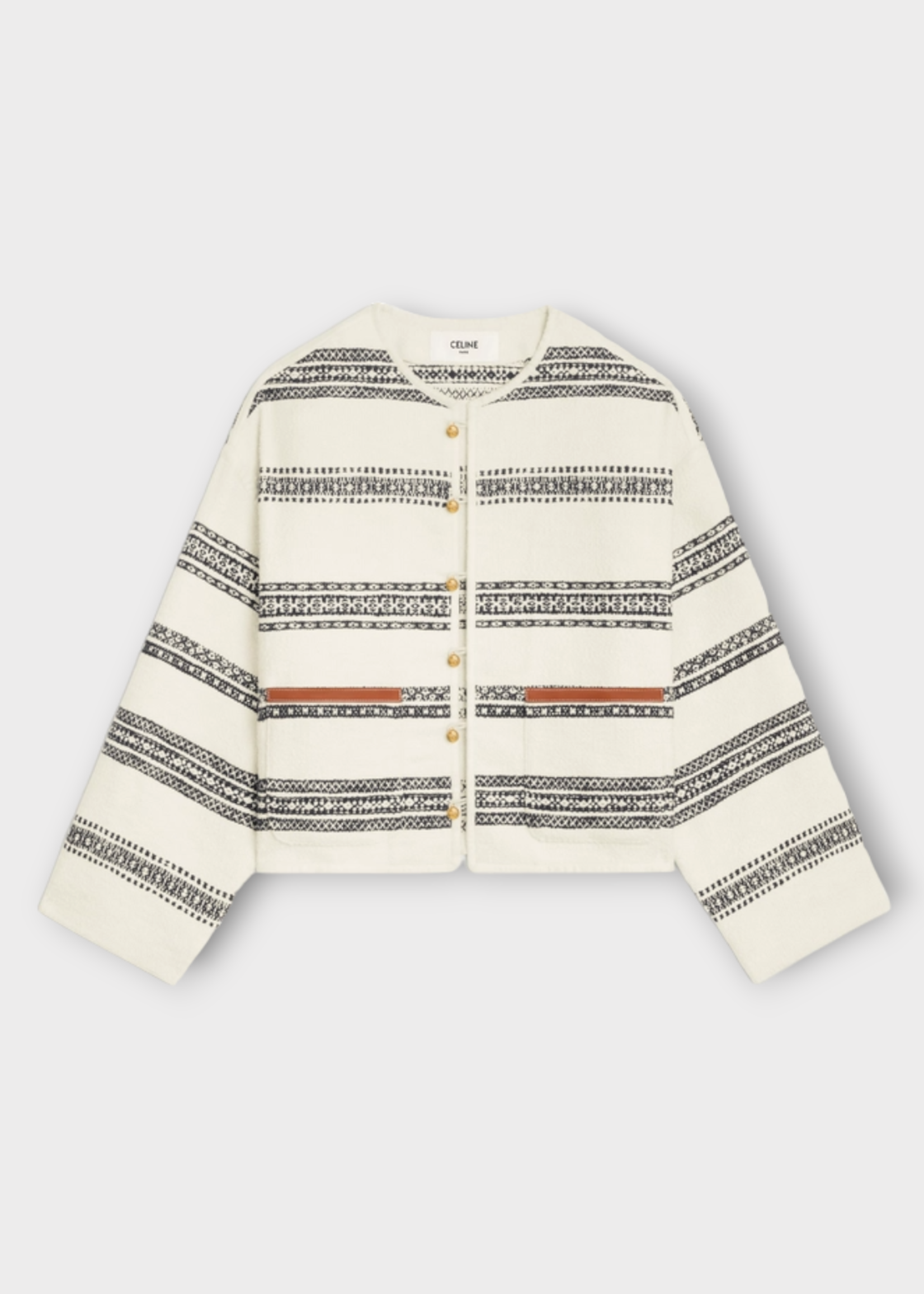 Celine Celine Jacket, Multi, Embroidered Button Up Cardigan In Ivory & Black