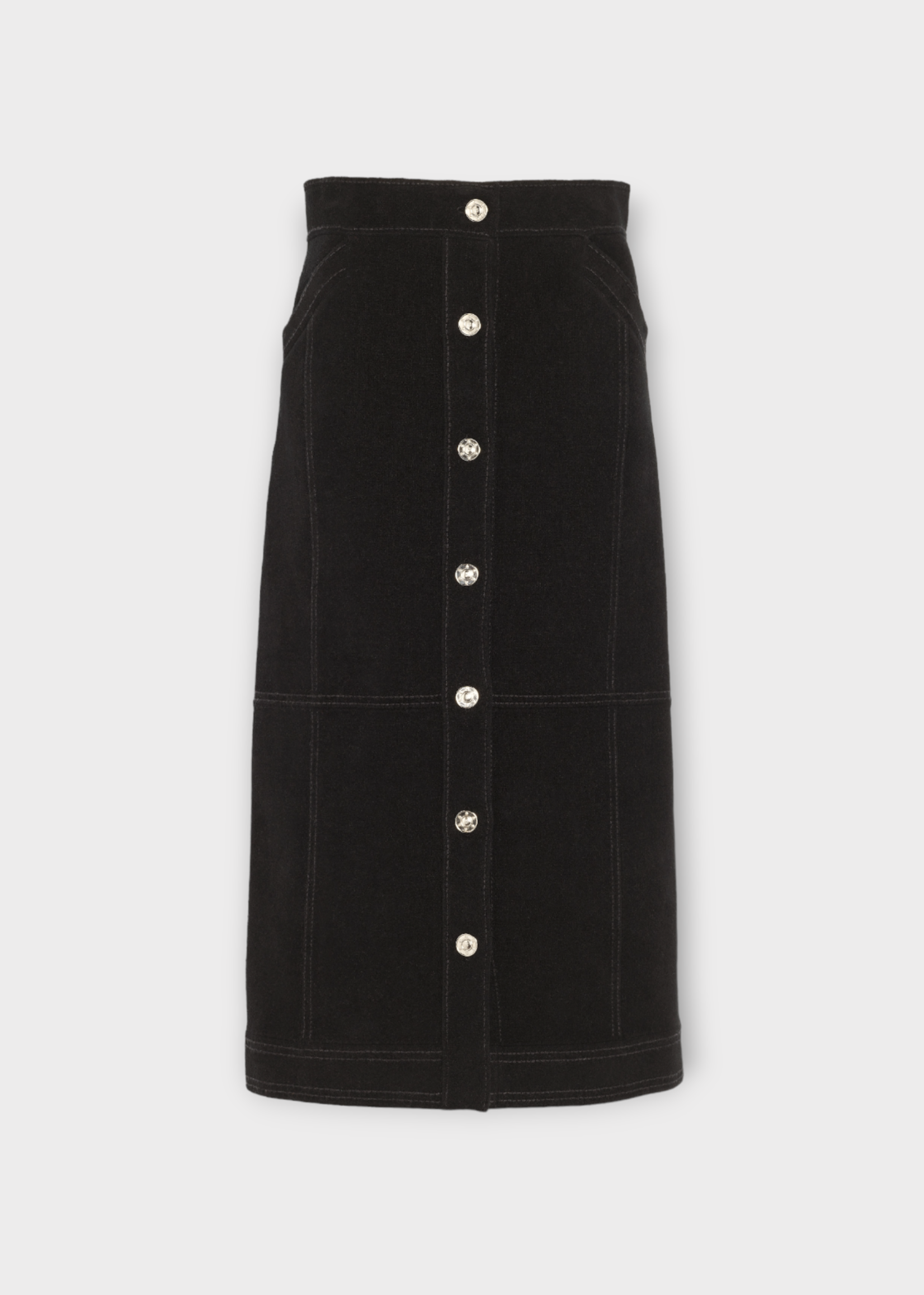 Barrie Barrie Skirt, Black, Cashmere Suede Button Up Long Pencil Skirt