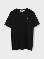 Comme des Garcons Play Comme des Garcons Play T-Shirt, Black, Cotton Crew Neck Short Sleeve T-Shirt w/ Mini Red Heart