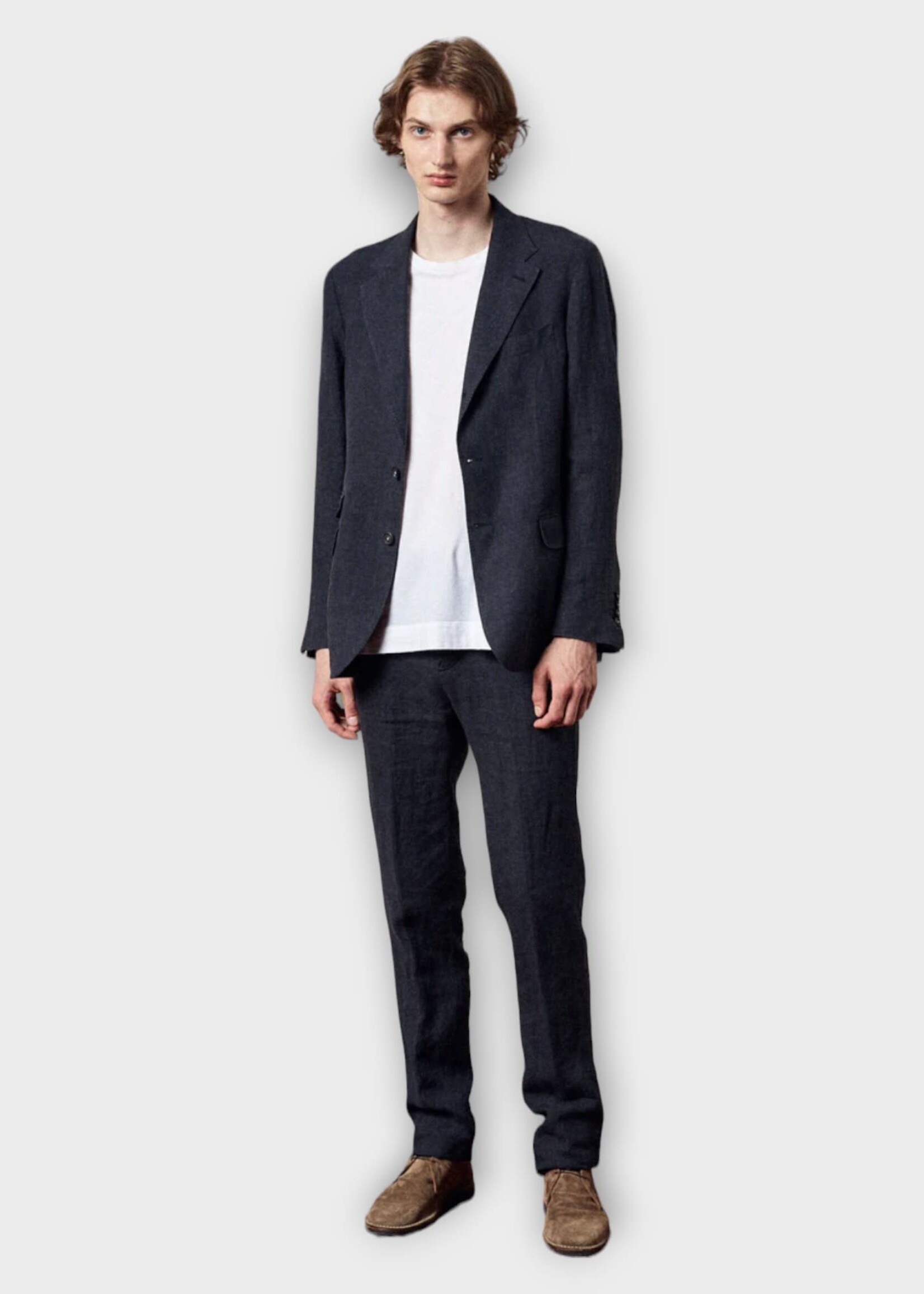 Massimo Alba Massimo Alba Suit, Black, Sloop Linen Classic Fit Deconstructed Jacket & Pants Suit in Nero Lavato