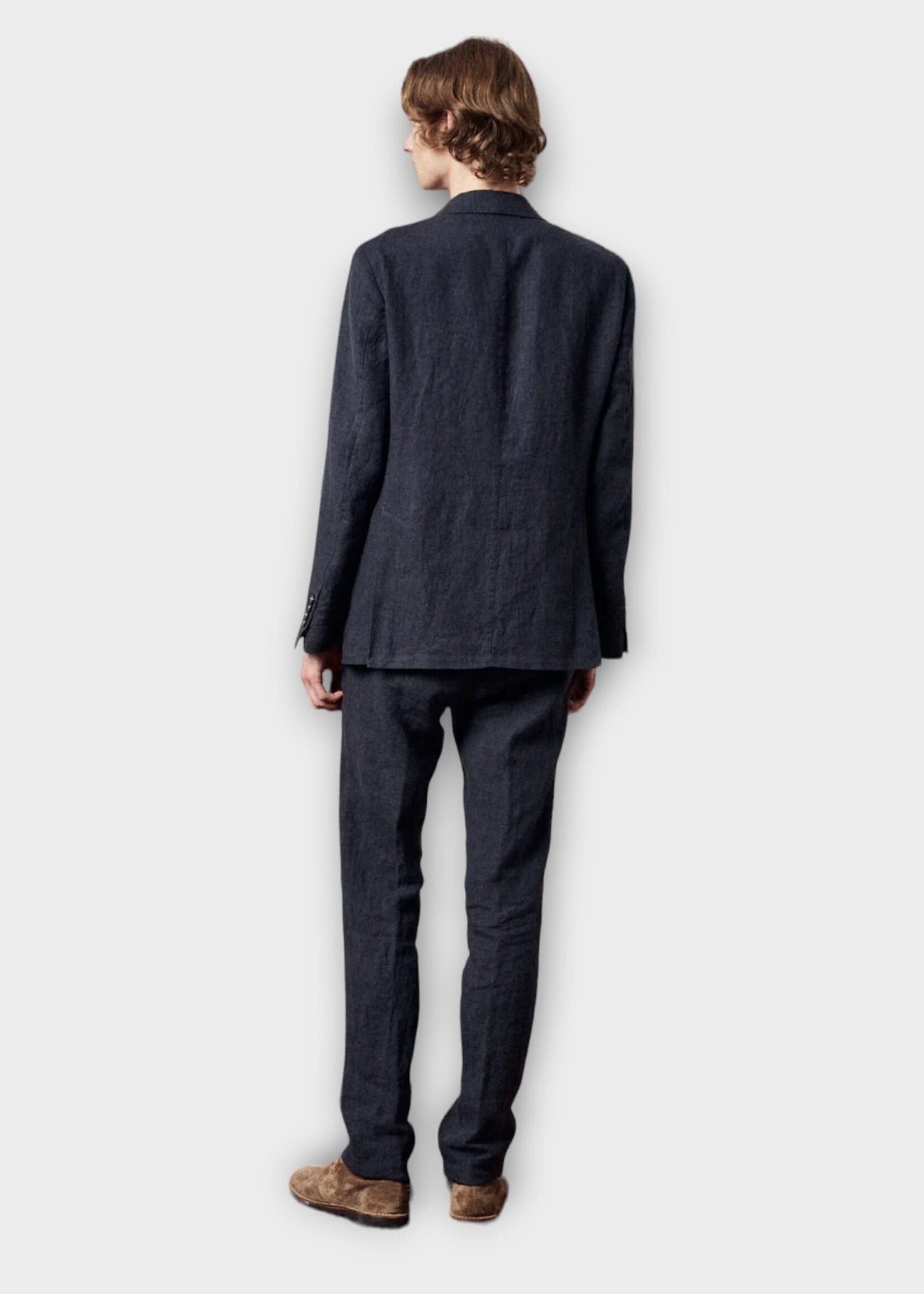 Massimo Alba Massimo Alba Suit, Black, Sloop Linen Classic Fit Deconstructed Jacket & Pants Suit in Nero Lavato