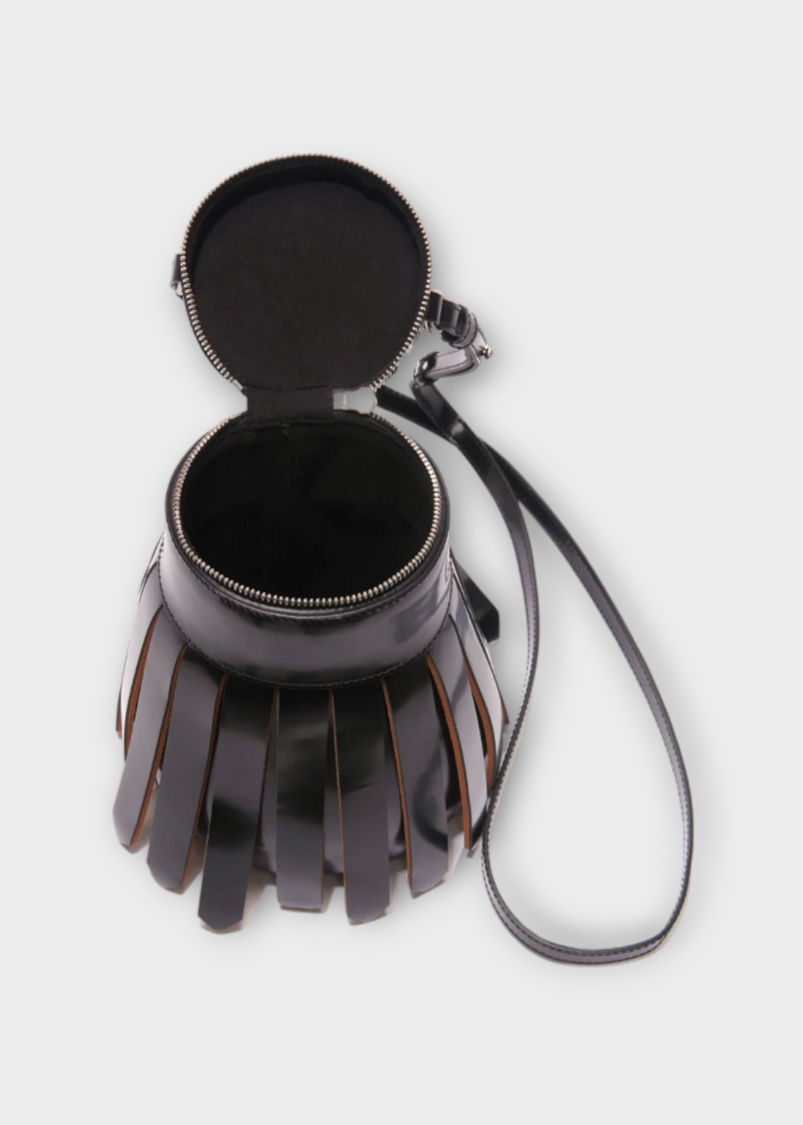 J.W. Anderson J.W. Anderson Bag, Black, Shiny Calf Leather Crossbody Tassel Bag In Black