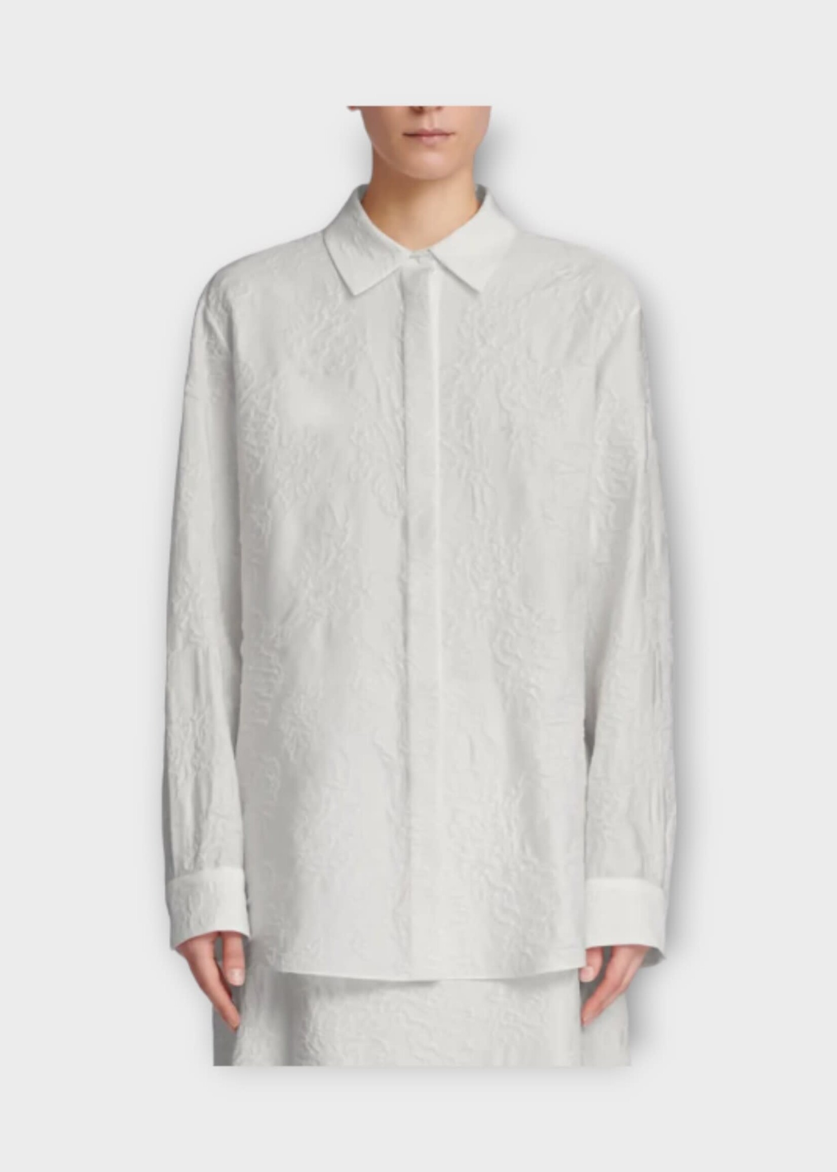 Partow Partow Shirt, White, Cory French Silk Mix Floral Jacquard Shirt In Bone