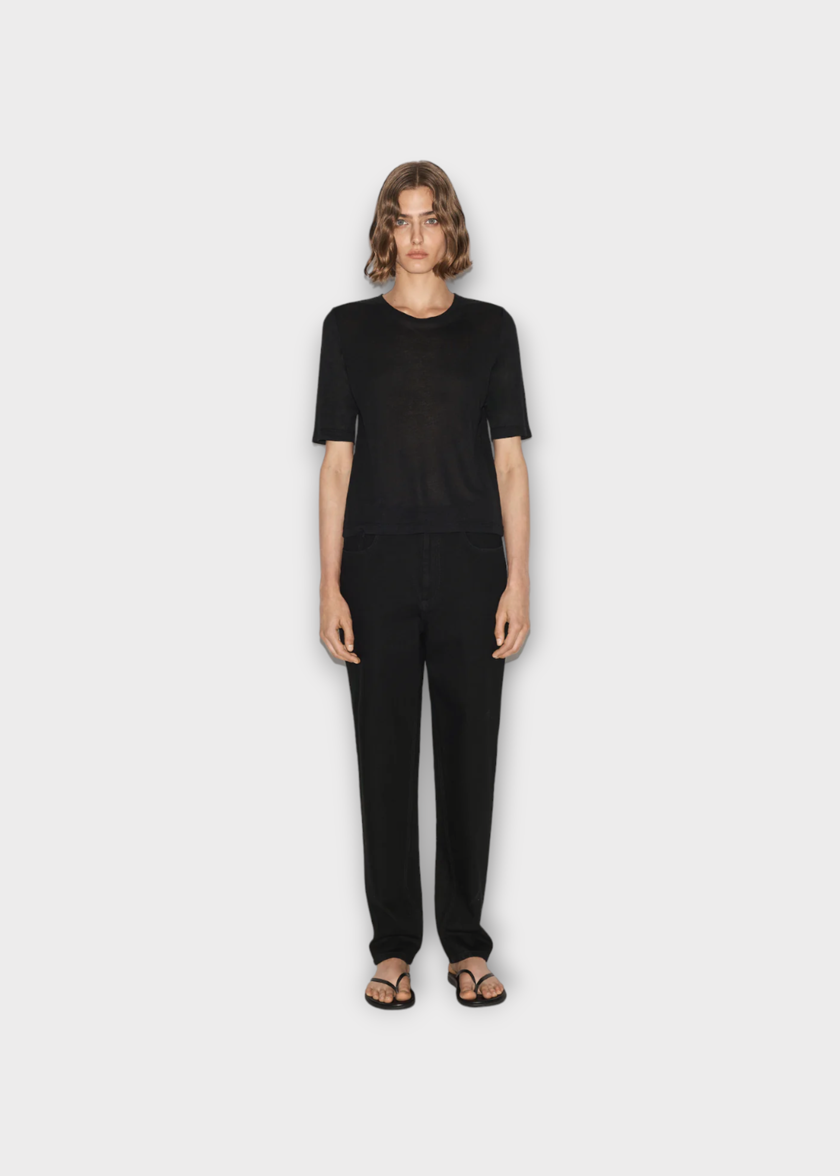 Partow Partow T-Shirt, Black, Parker T-Shirt Cashmere Mix Crew Neck