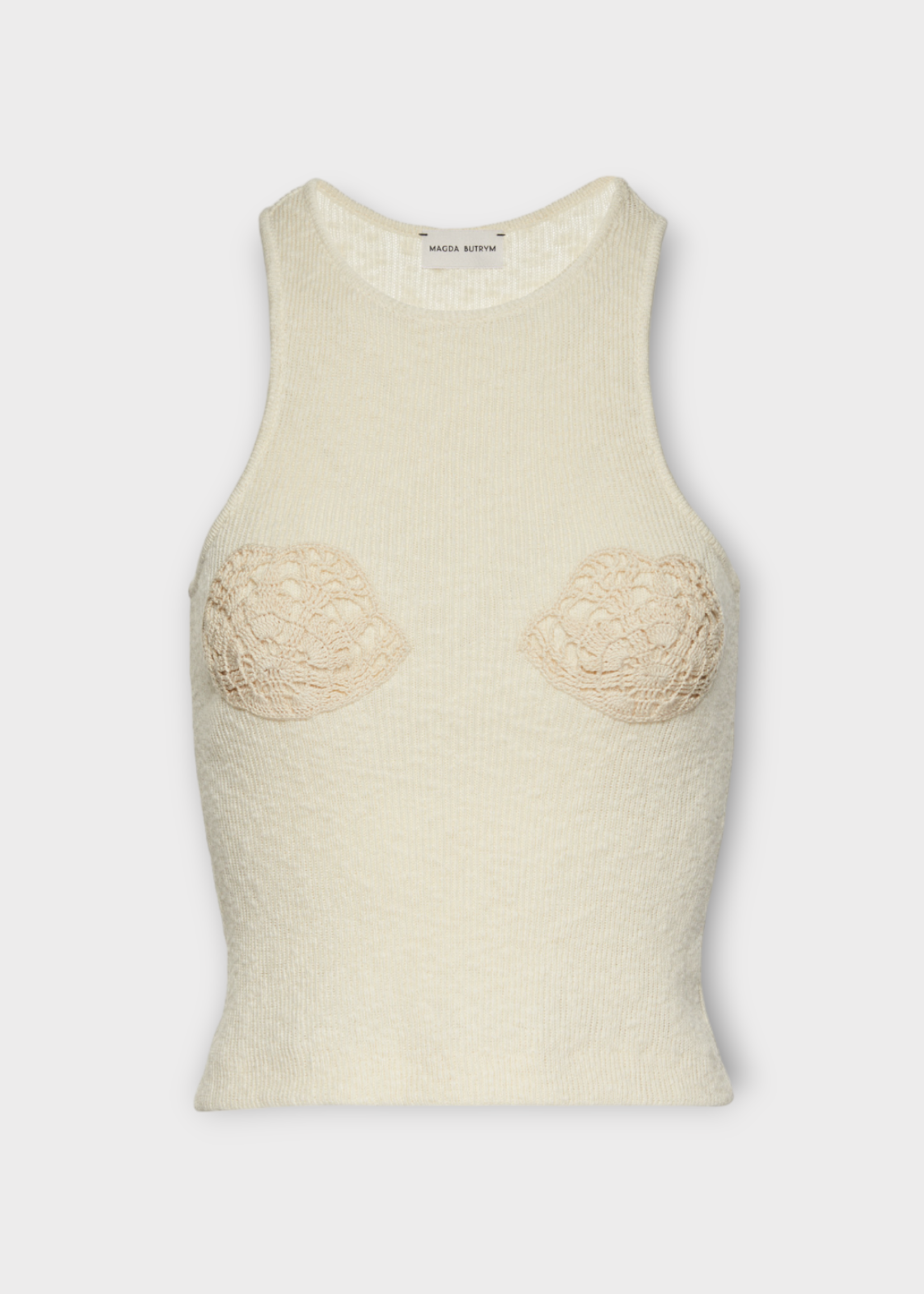 Magda Butrym Magda Butrym Top, White, Crochet Bra Knitted Tank Top in Cream