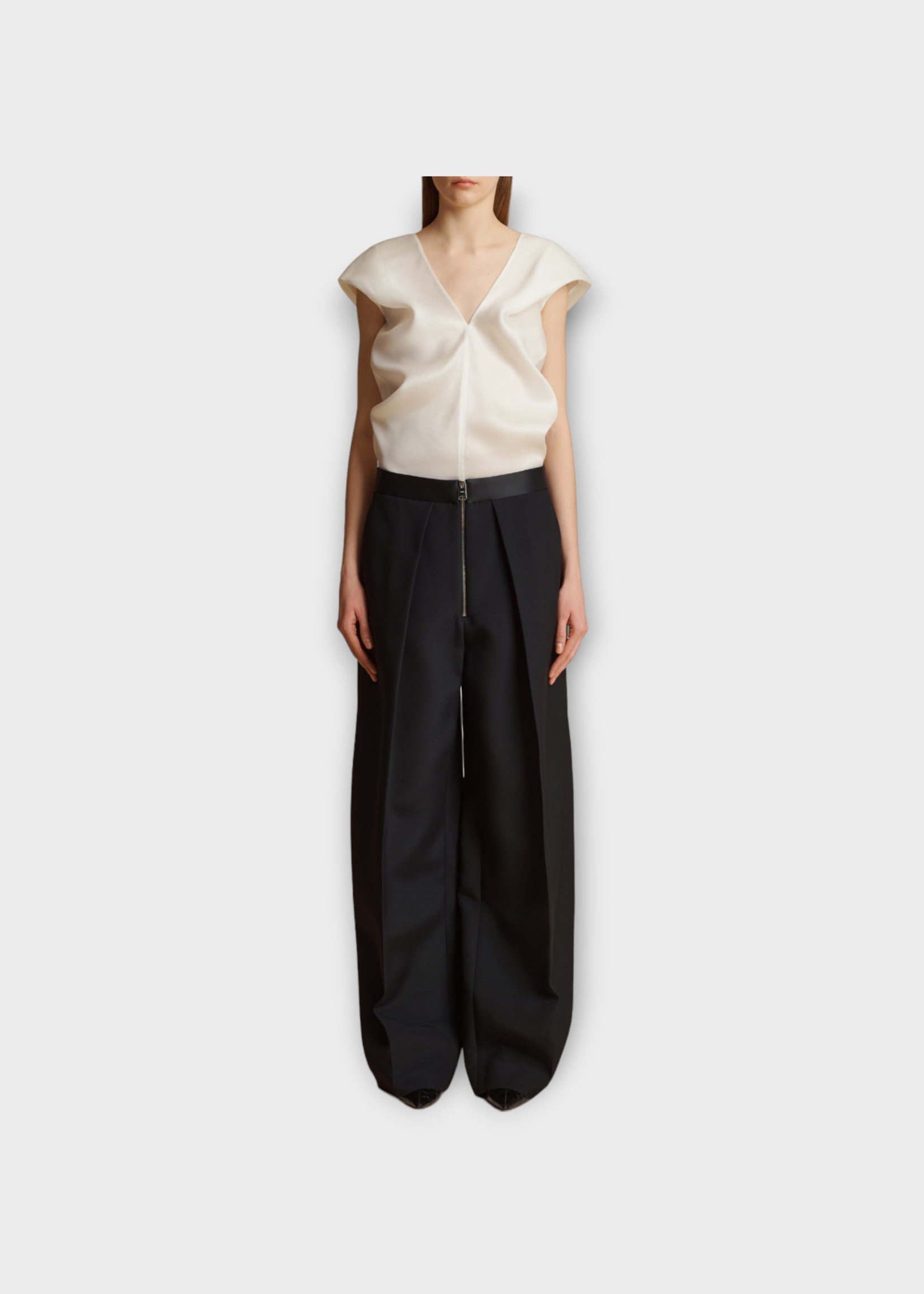 Khaite Khaite Trousers, Black, Marine Wide Leg Low Waist Pleated Pants