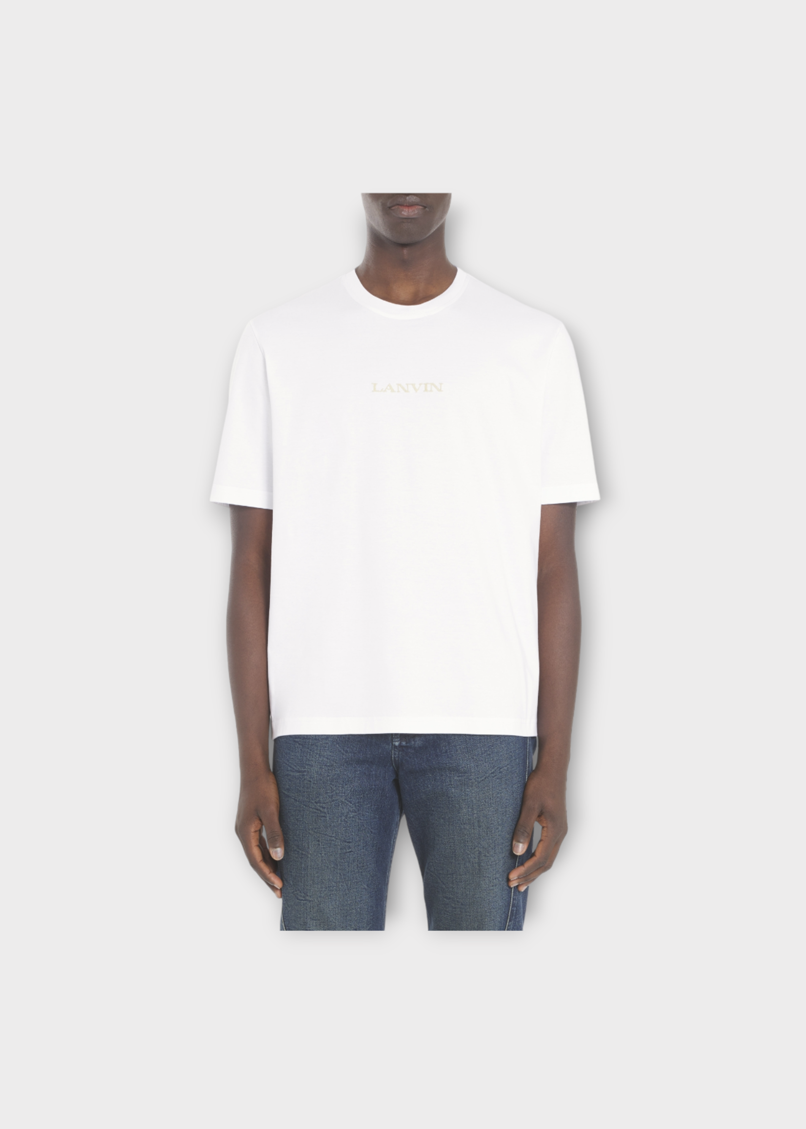 Lanvin Lanvin T-Shirt, White, Cotton Crew Neck Short Sleeve T-Shirt In Optic White w/ Logo