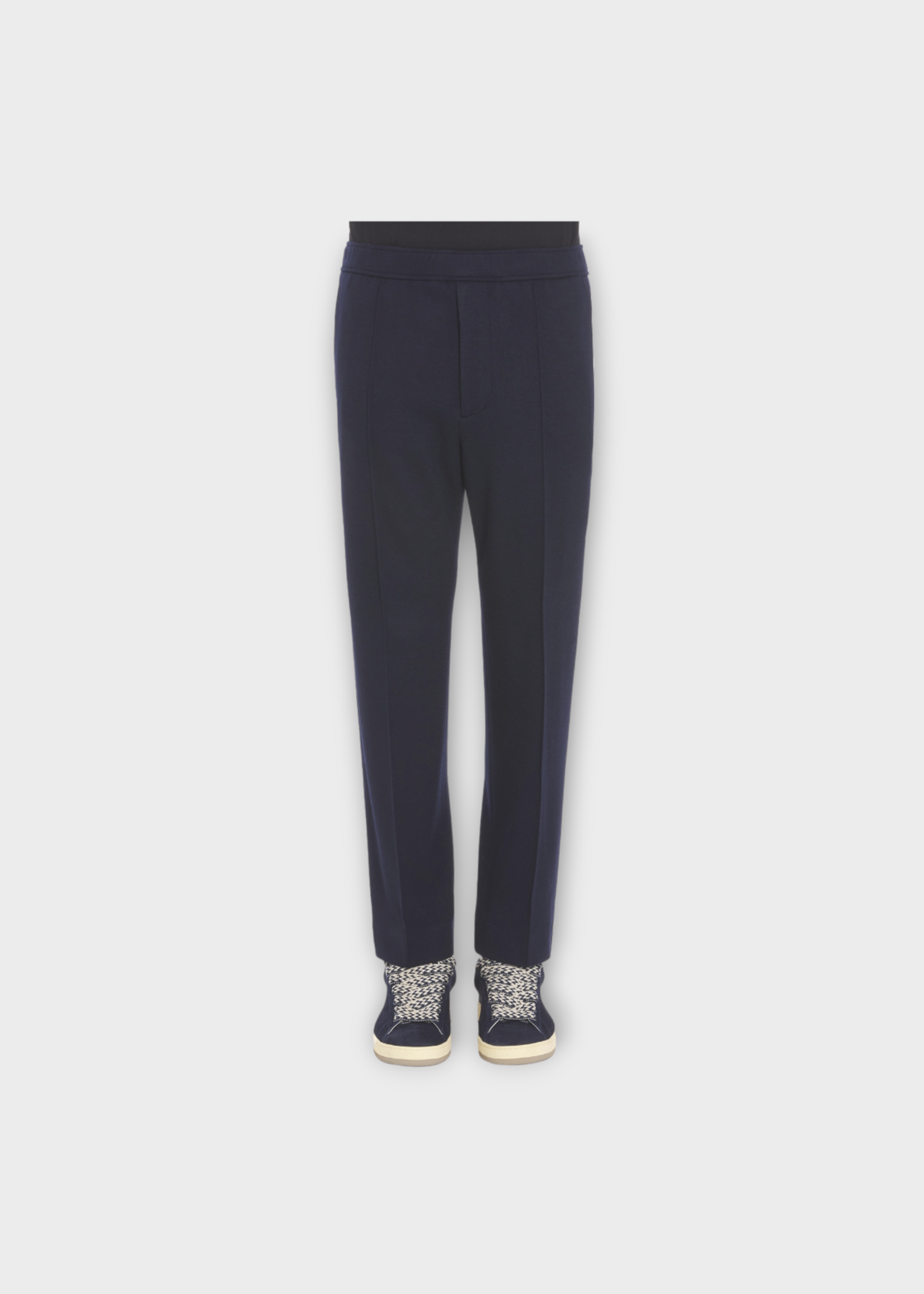 Lanvin Lanvin Trousers, Blue, Elastic Waist Pleated Pants In Dark Navy Blue