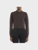 Lanvin Lanvin Knitwear, Brown, Round Neck Cropped Button Up Cardigan In Shadow