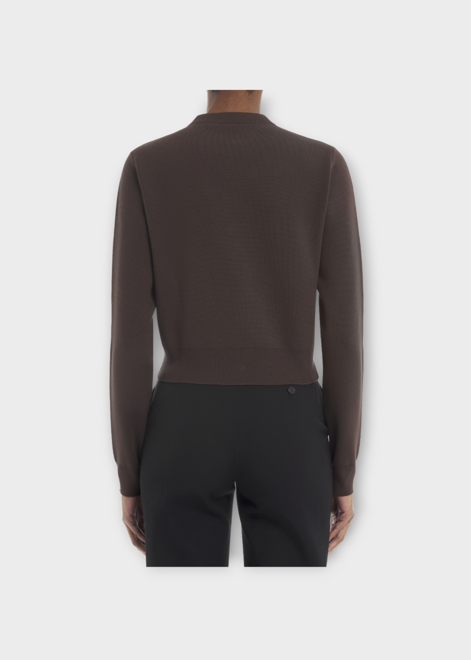 Lanvin Lanvin Knitwear, Brown, Round Neck Cropped Button Up Cardigan In Shadow