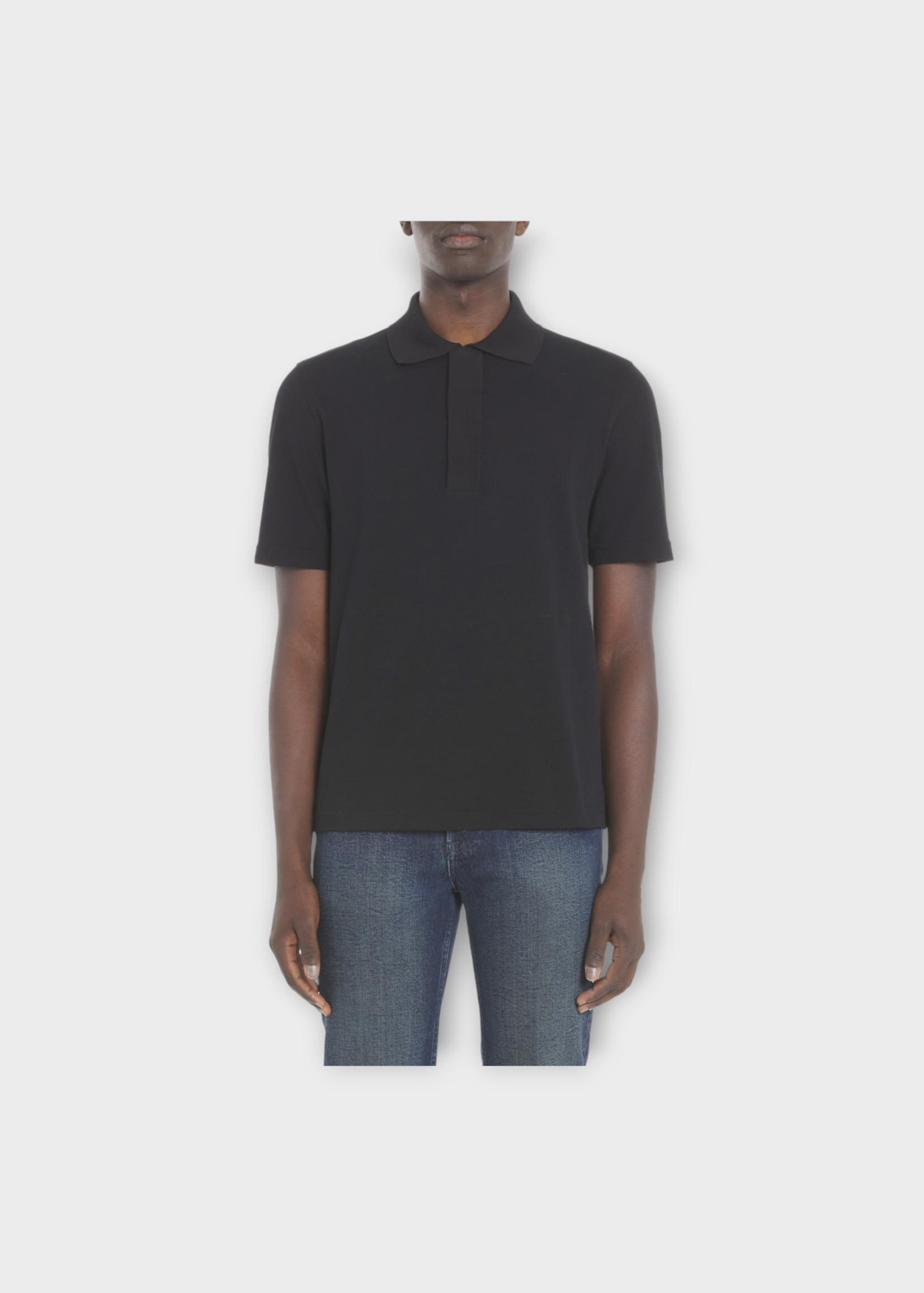 Lanvin Lanvin Polo, Black, Classic Collared Short Sleeve Button Up Polo T-Shirt