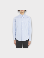 Lanvin Lanvin Shirt, Blue, Cotton Classic Fit Stripe Shirt In New Lanvin Blue w/ Visible Buttons