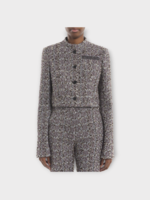 Lanvin Lanvin Jacket, Multi, Round Neck Cropped Button Up Jacket In Shadow & Japanese Ink