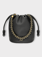 Loewe Loewe Bag, Black, Flamenco Mellow Nappa Lambskin Bucket Purse w/ Chain