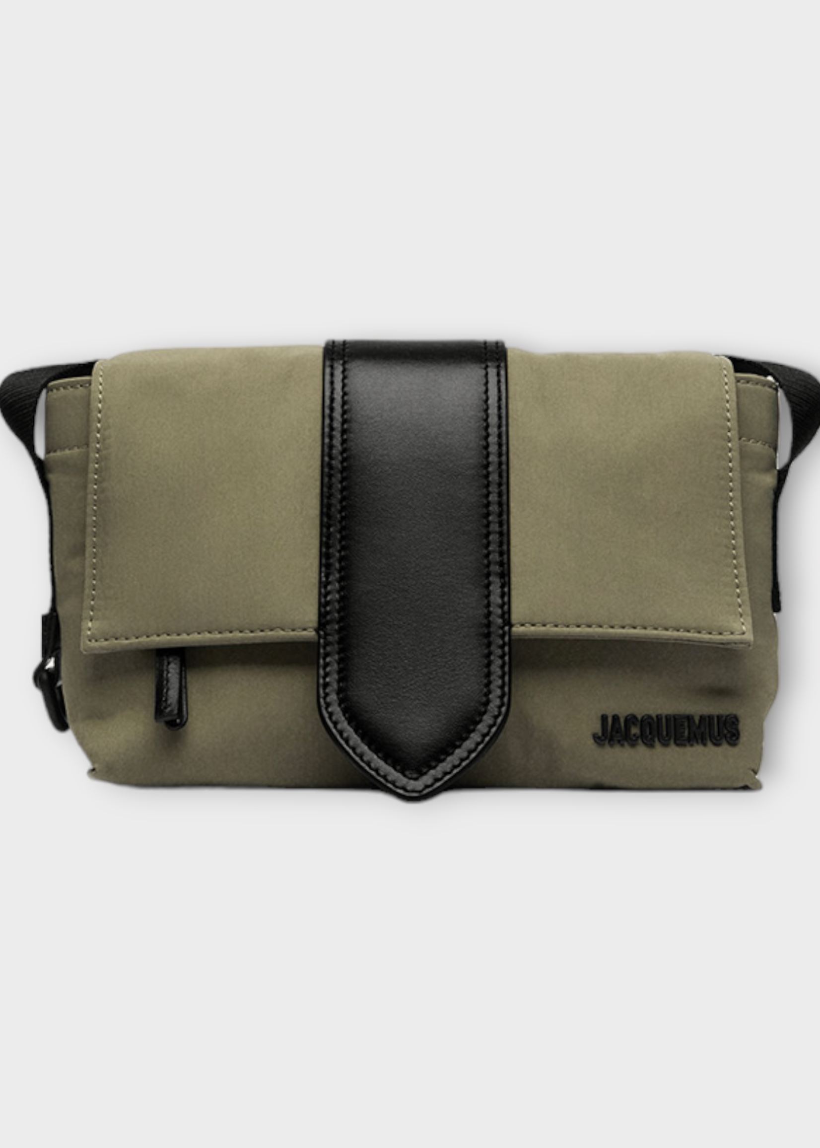 Jacquemus Jacquemus Bag, Green, Le Petit Messenger Bambin Nylon Padded Flap Bag In Khaki