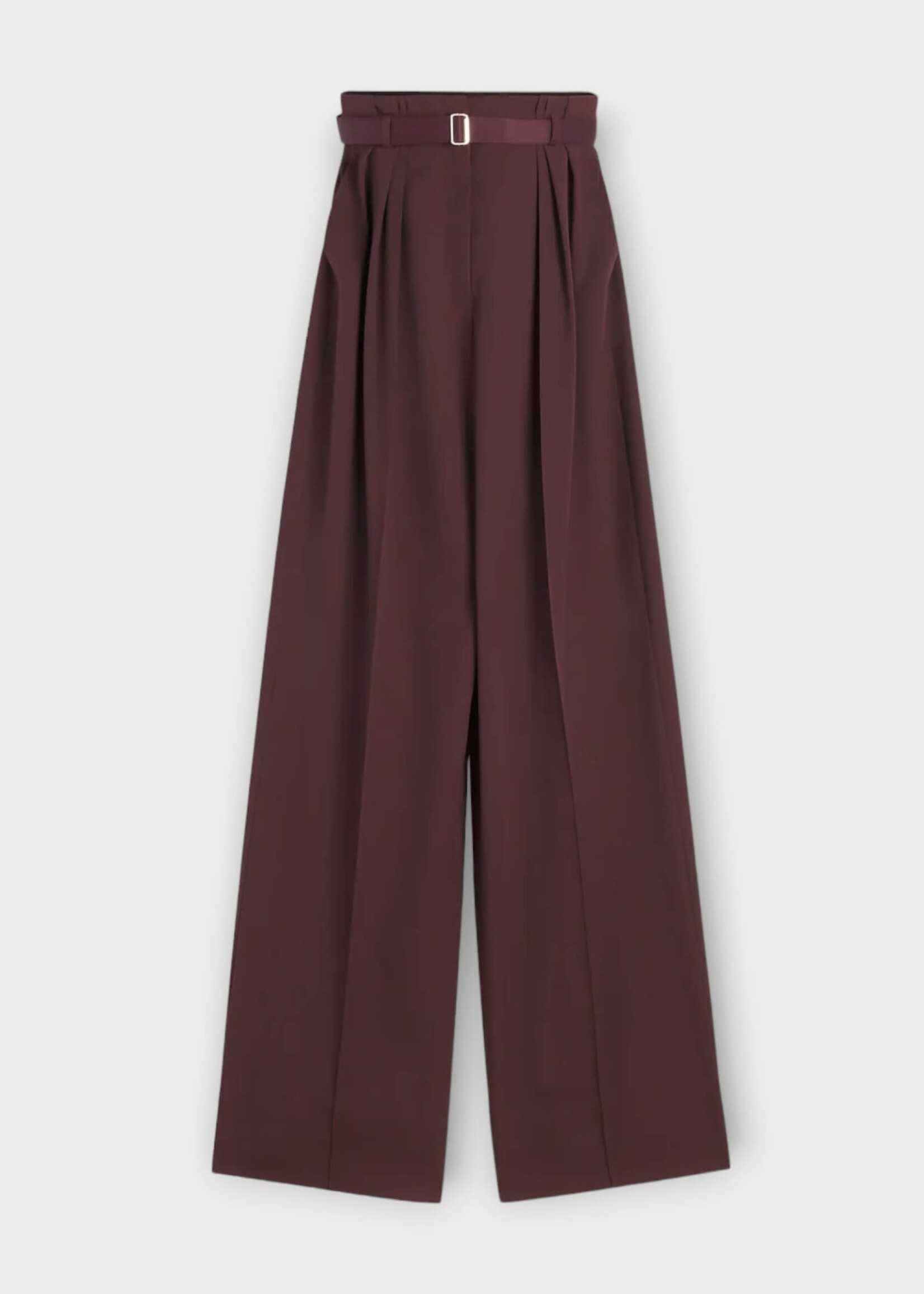 Lanvin Lanvin Trousers, Red, High Waisted Belted Pants In Burgundy w/ Pleats