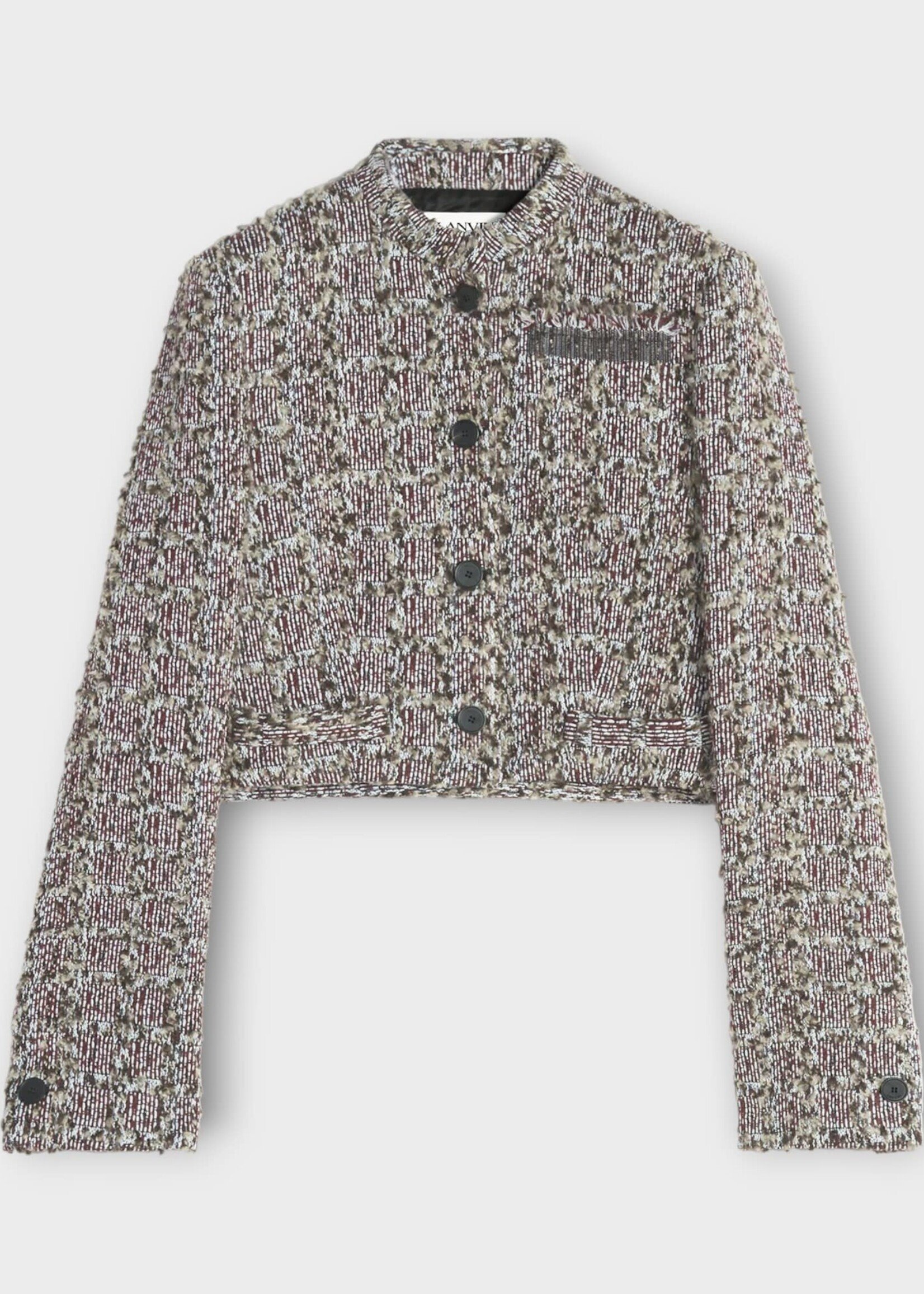 Lanvin Lanvin Jacket, Multi, Round Neck Cropped Button Up Jacket In Shadow & Japanese Ink