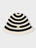 Celine Celine Hat, Multi, Cotton Crochet Triomphe Striped Bob Hat In Black & Ecru