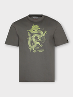 Martine Rose Martine Rose T-Shirt, Grey, Cotton Crew Neck Classic T-Shirt w/ Grey Dragon Print