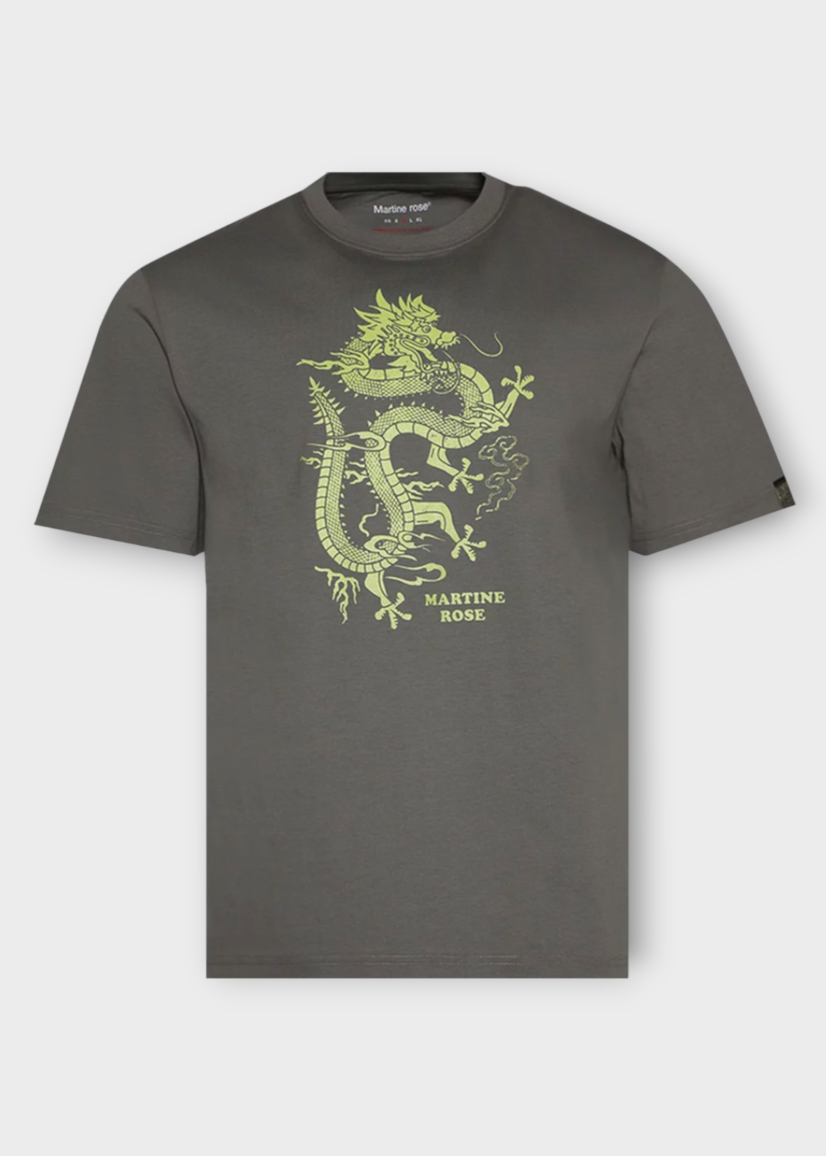 Martine Rose Martine Rose T-Shirt, Grey, Cotton Crew Neck Classic T-Shirt w/ Grey Dragon Print