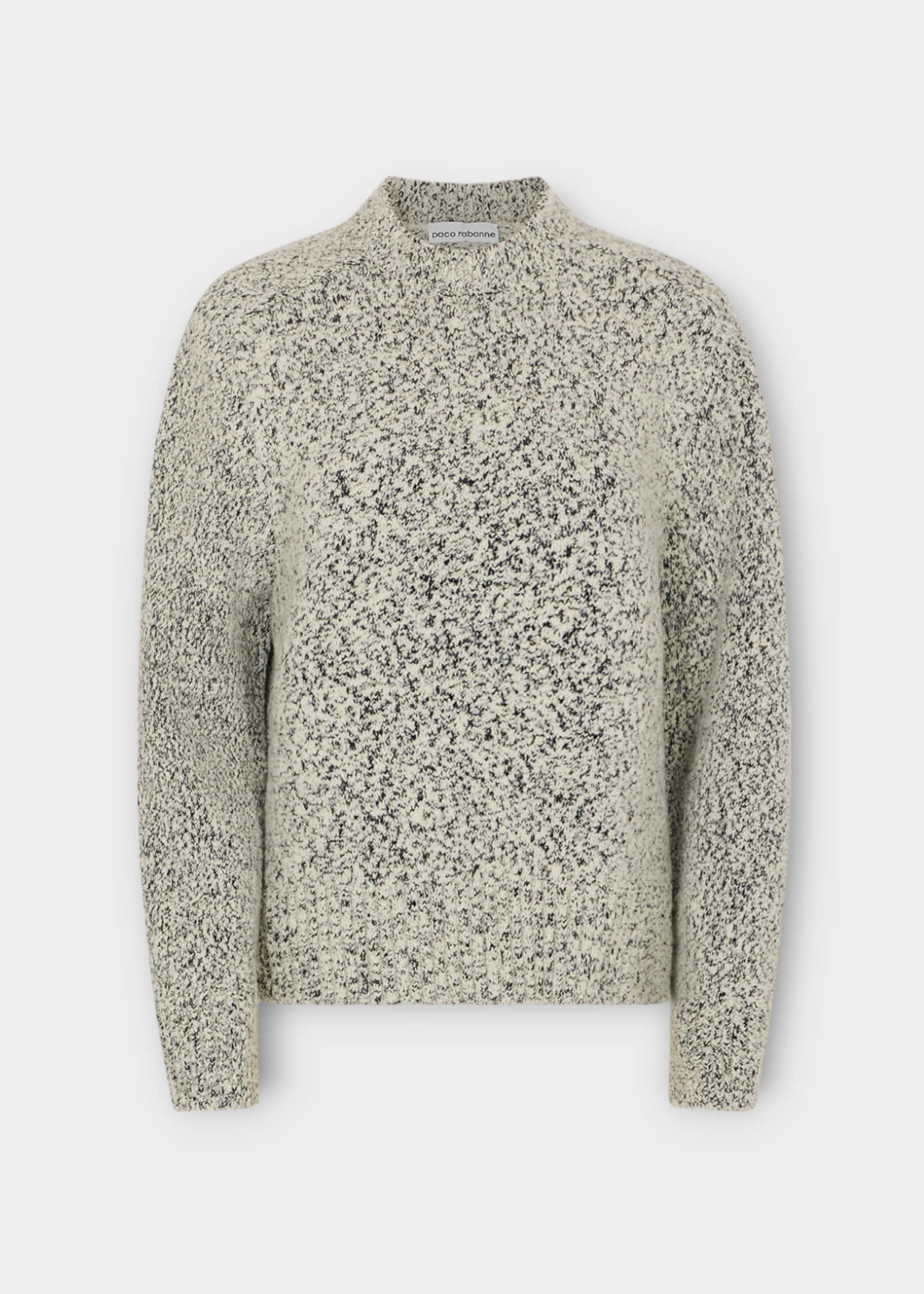 Rabanne Rabanne Knitwear, Multi, Chunky Tweed Crew Neck Pullover In Asphalt Black & White
