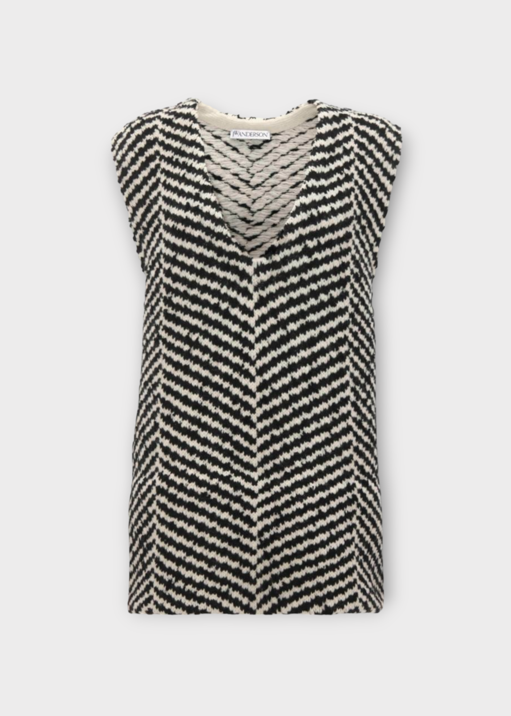 J.W. Anderson J.W. Anderson Dress, Multi, Wool Mix V-Neck Sleeveless Mini Dress In White & Black