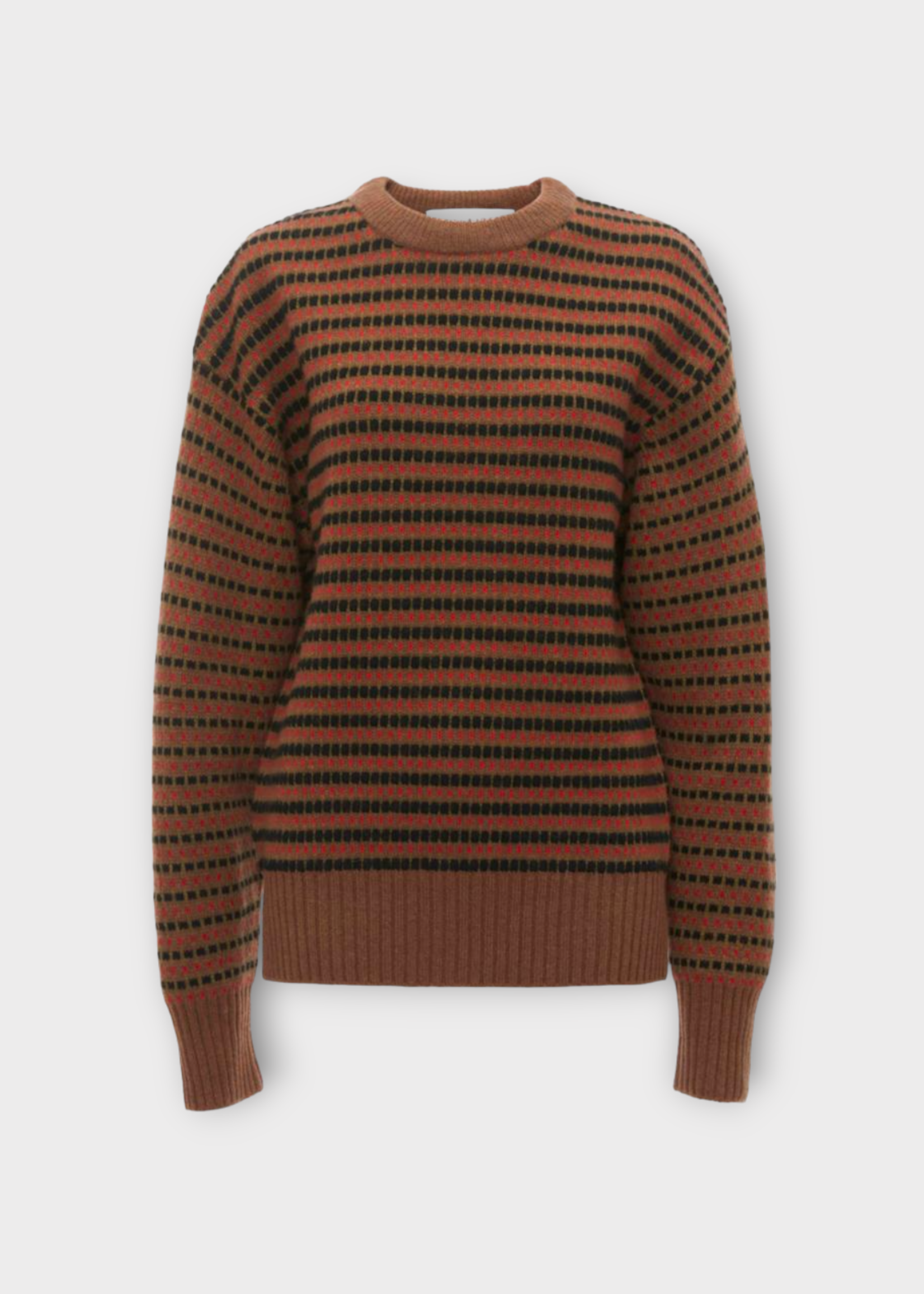 J.W. Anderson J.W. Anderson Knitwear, Multi, Wool Relaxed Fit Crew Neck Striped Jacquard Jumper In Moss