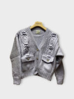 Michaela Buerger Michaela Buerger Knitwear, Purple, Veronika Wool & Cashmere V-Neck Button Up Cardigan In Lilac