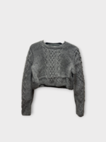 Michaela Buerger Michaela Buerger Knitwear, Grey, Leopoldine Wool & Cashmere Crew Neck Cropped Sweater In Dark Grey