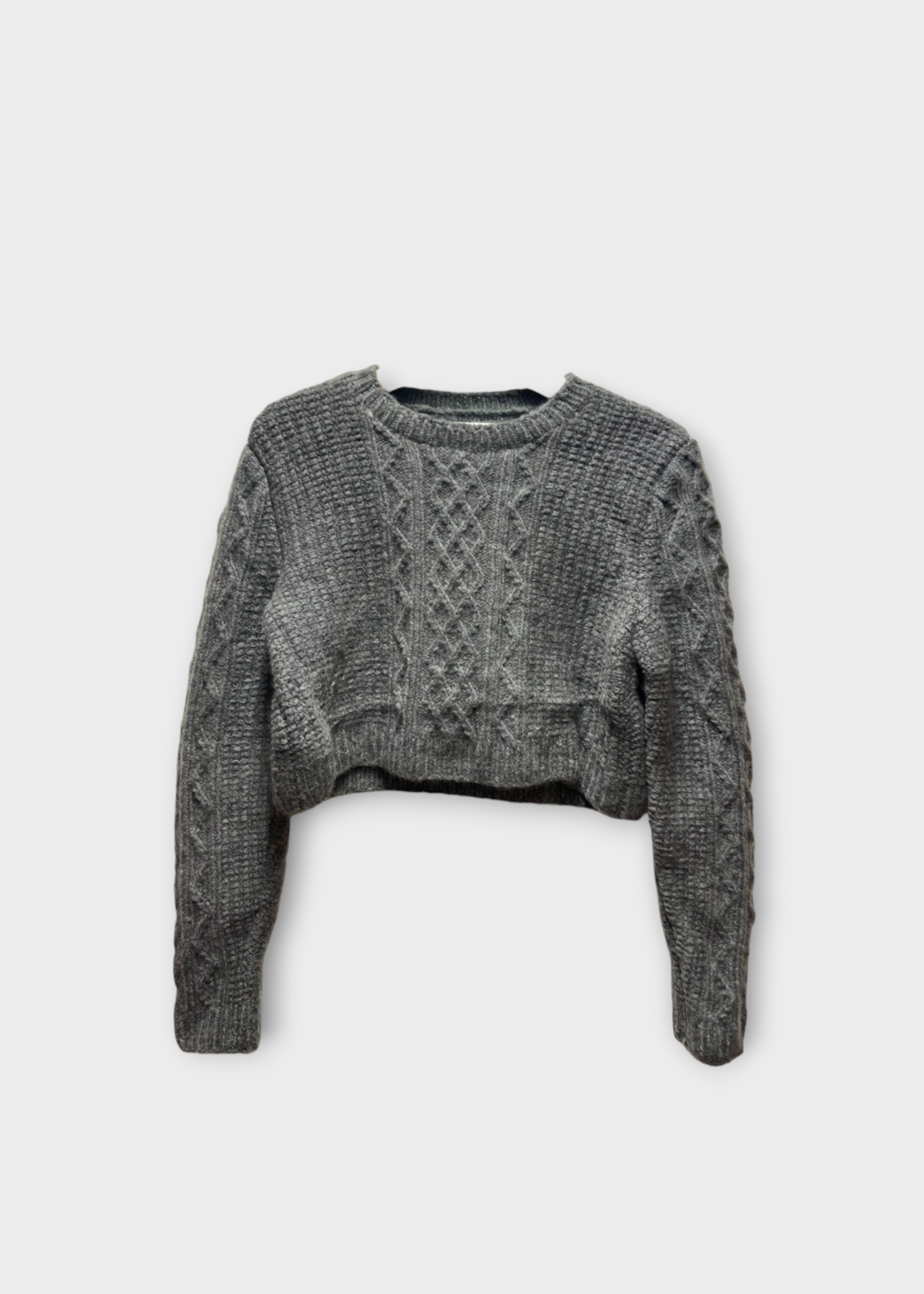 Michaela Buerger Michaela Buerger Knitwear, Grey, Leopoldine Wool & Cashmere Crew Neck Cropped Sweater In Dark Grey