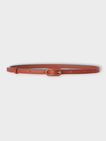 Loro Piana Loro Piana Belt, Brown, Calf Leather Covered Rounded Buckle Slim Belt In Deep Kummel & Sun Gold