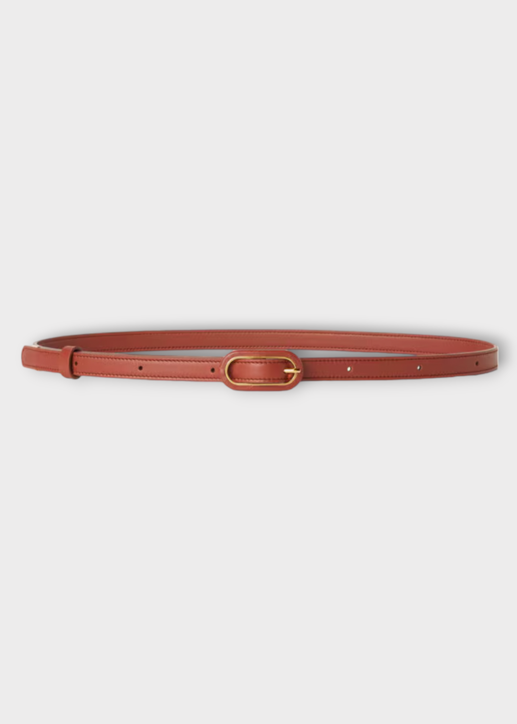 Loro Piana Loro Piana Belt, Brown, Calf Leather Covered Rounded Buckle Slim Belt In Deep Kummel & Sun Gold