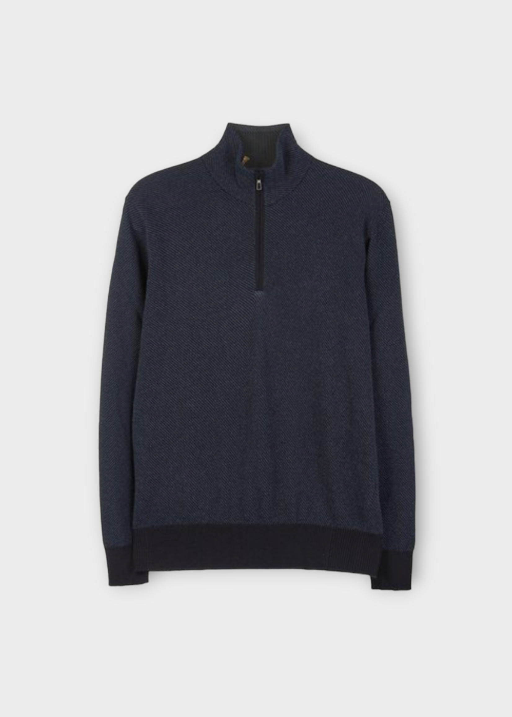 Loro Piana Loro Piana Knitwear, Navy, Roadster Light Cashmere Half Neck Diagonal Pullover In Navy Blue & Nightly Bicolor