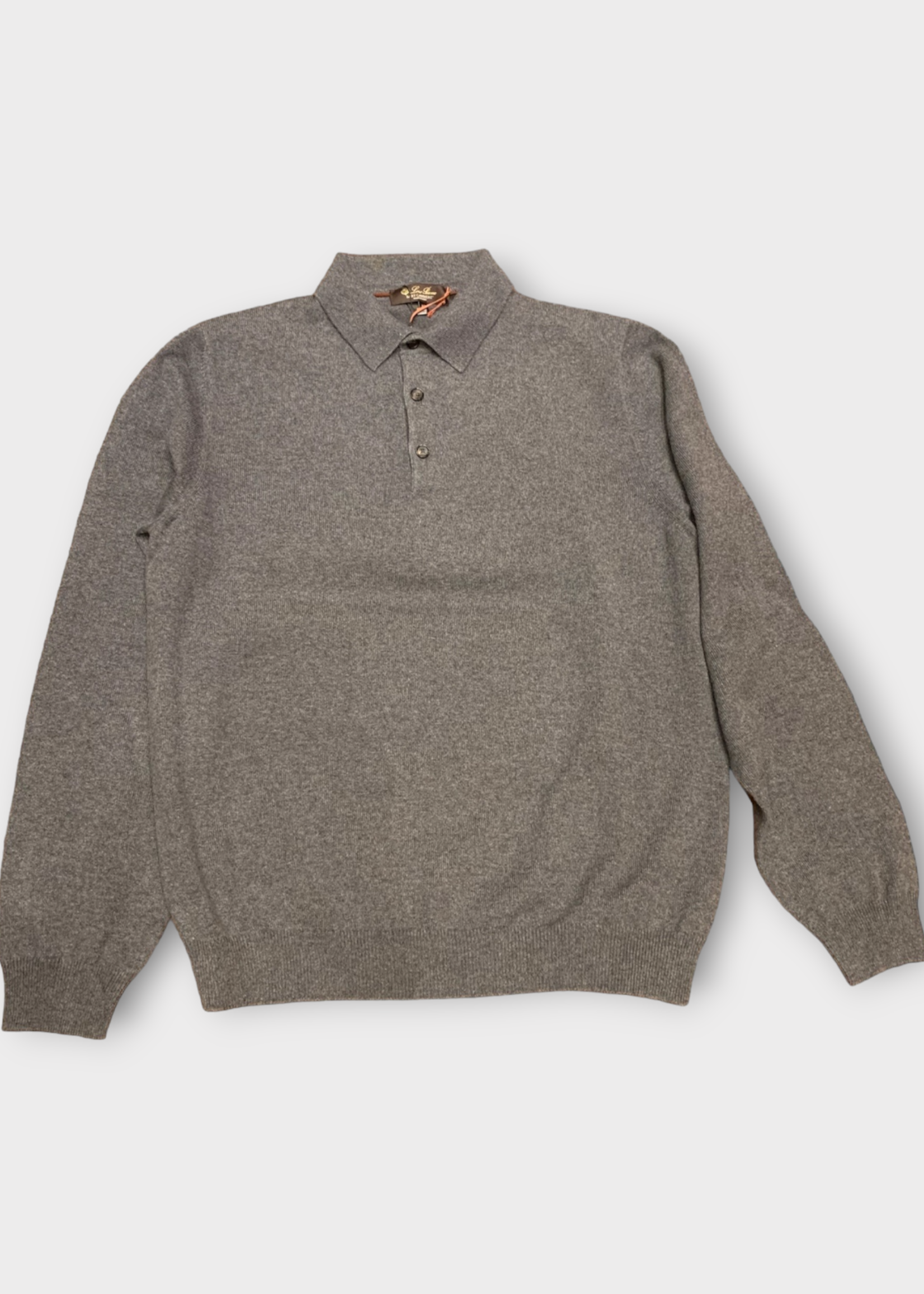 Loro Piana Loro Piana Knitwear, Grey, Arona Baby Cashmere Collared Polo Knitwear In Abyssal Blue Melange