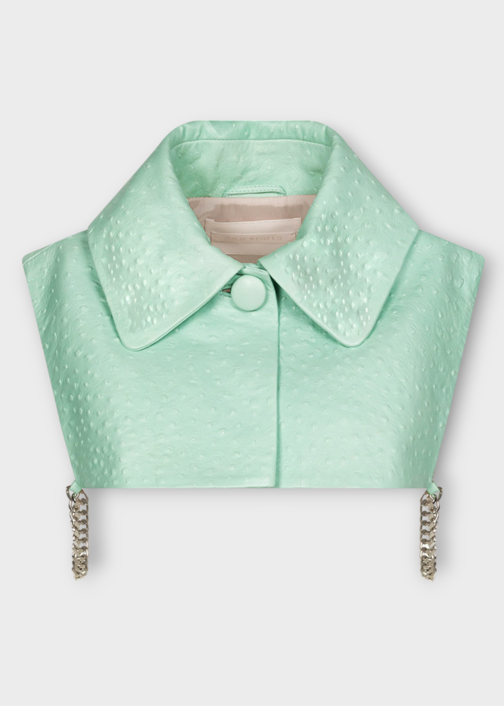 Julie Kegels Julie Kegels Top, Blue, Andy Leather Button Up Detached Collar In Mint