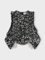 Noir Kei Ninomiya Noir Kei Ninomiya Top, Multi, Sleeveless Ruffled Top In Silver & Black w/ Chain Details