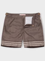 Orlebar Brown Orlebar Brown Swimwear, Print, Bulldog Zip Up Geometric Print Swim Trunks In Truffle