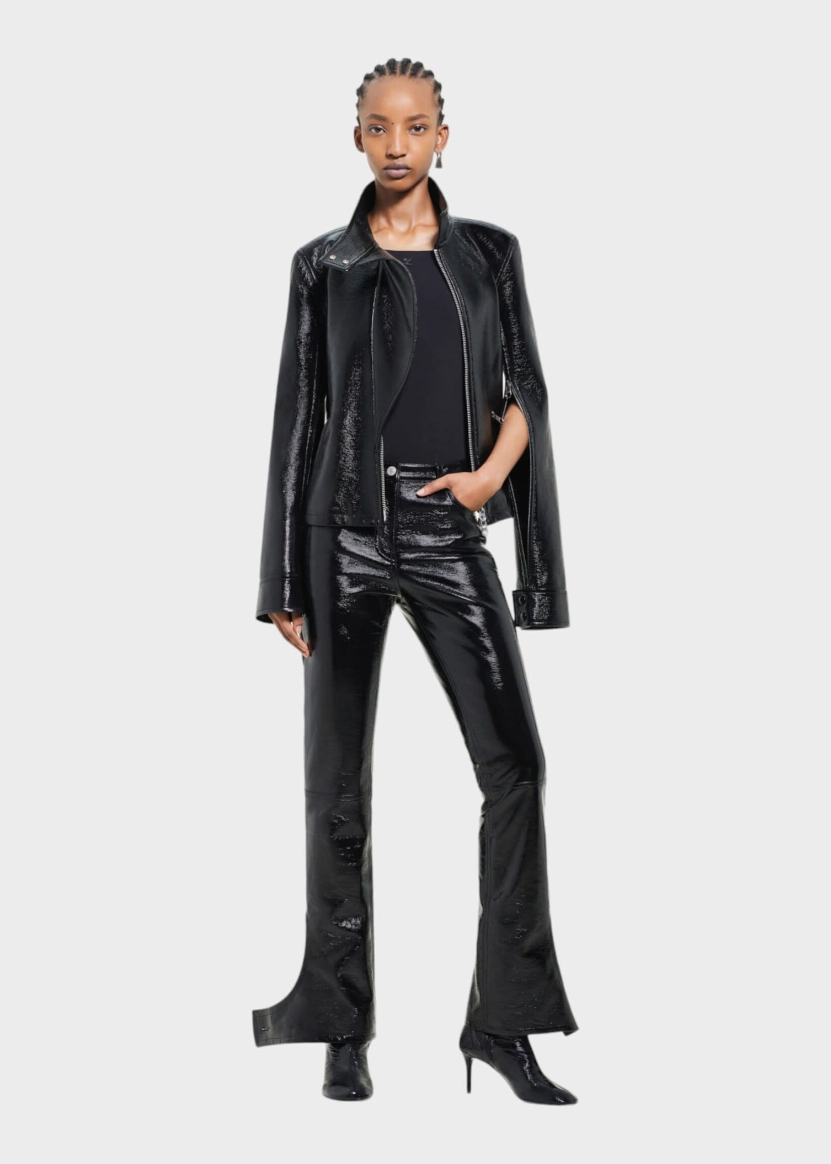 Courreges Courreges Jacket, Black, High Neck Motorcycle Vinyl Jacket