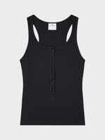 Courreges Courreges Top, Black, Sleeveless Ribbed 90'S Button Up Tank Top